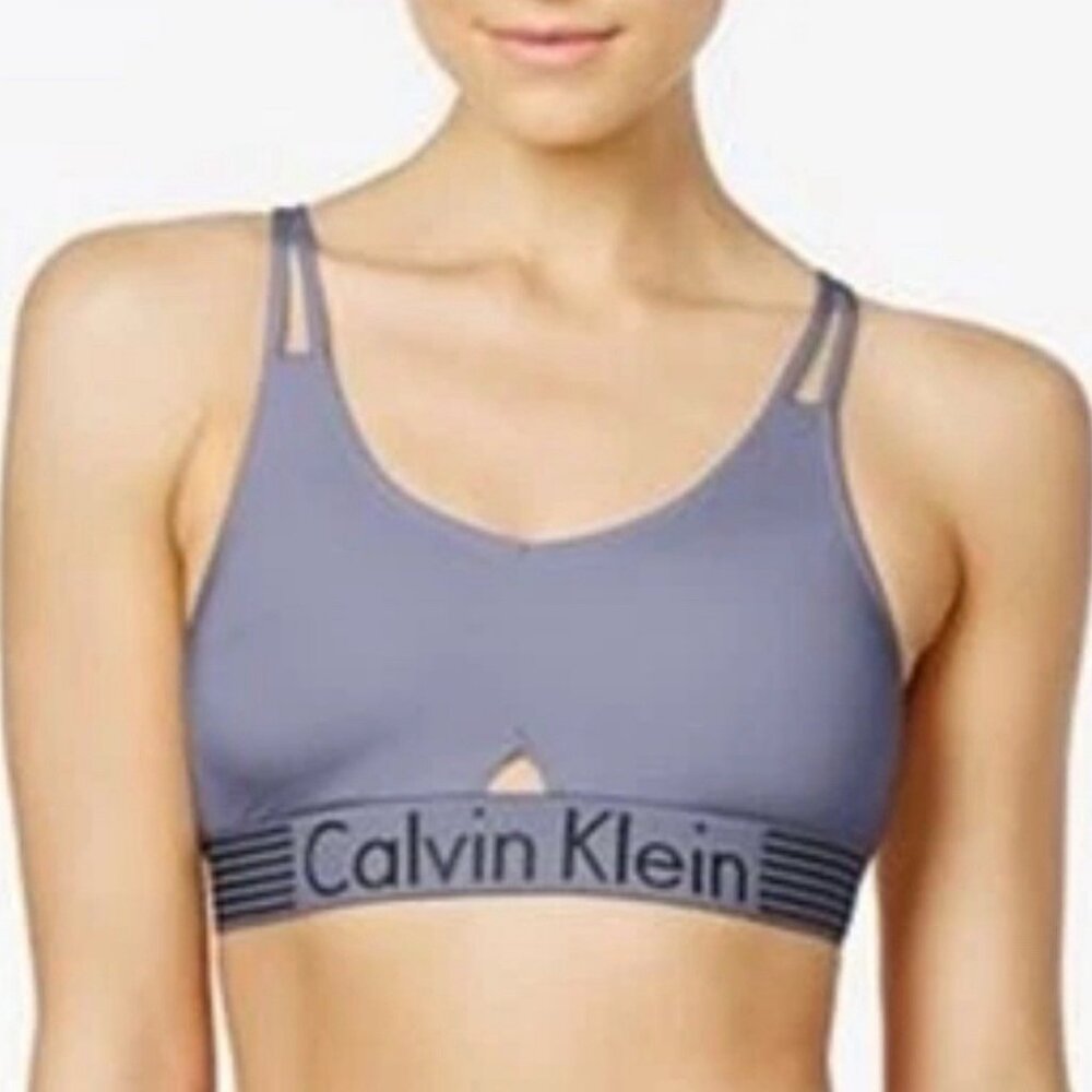 NWOT Calvin Klein Bralette Iron Strength Blue Grey Sports Bra M